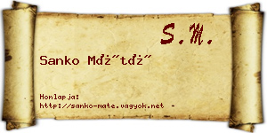 Sanko Máté névjegykártya